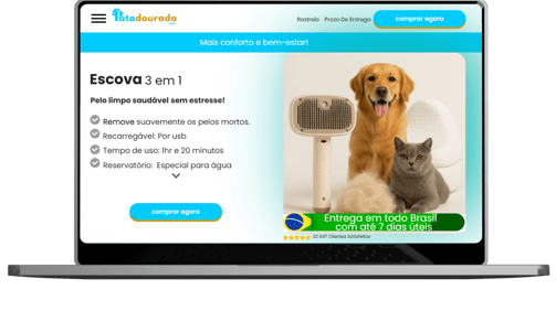 Loja Pata Dourada aberta em um notebook, com entrega em todo o Brasil em até 7 dias úteis